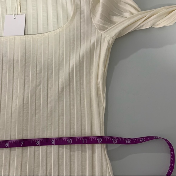 Reformation Small NEW Vittoria Ivory Rib Open Neck Collar Mini Dress Bodycon - Picture 10 of 12